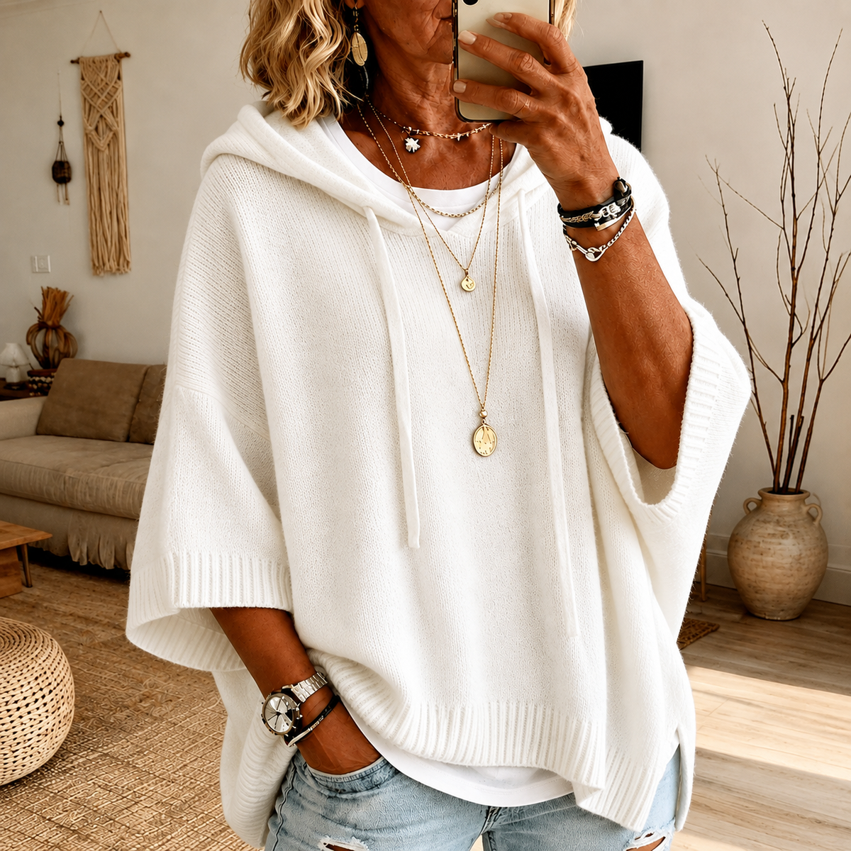 Ascensión | Jersey Poncho Blanco