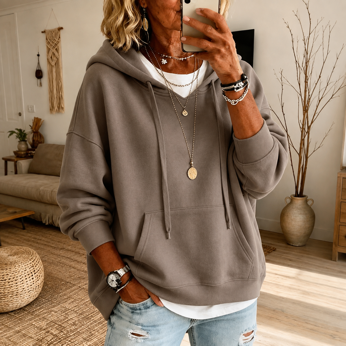 Loli | Sudadera con Capucha Topo