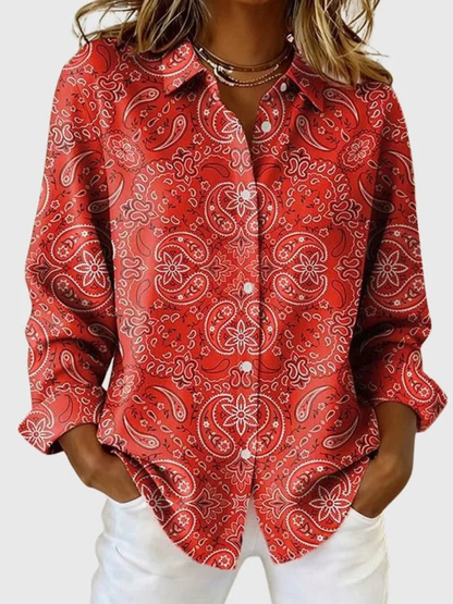 Carolina | Blusa con Estampado Cachemir y Botones