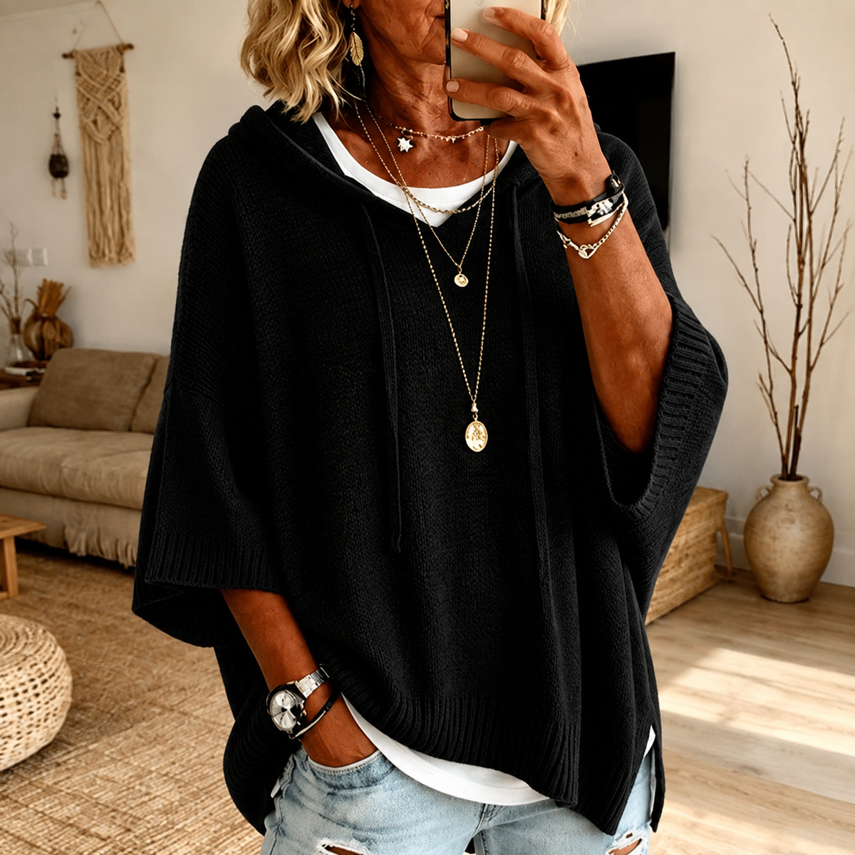 Agustina | Jersey Poncho Negro