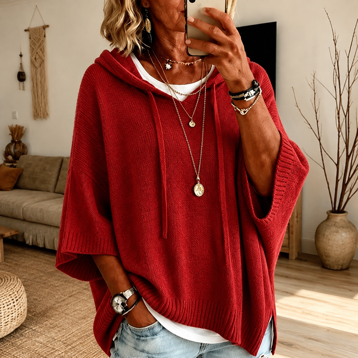 Manoli | Jersey Poncho Rojo