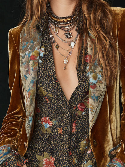 Martina | Blazer Patchwork con Estampado Floral Vintage